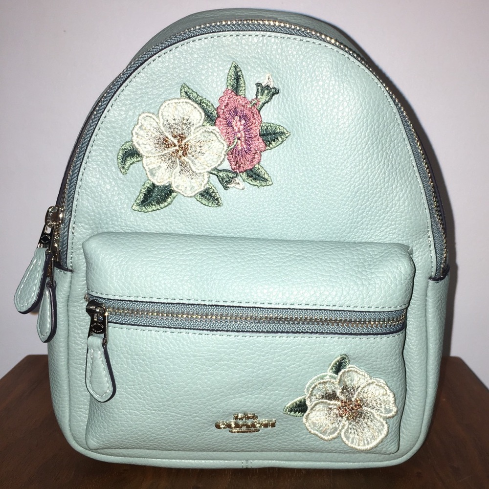 Floral Embroidered Mini Coach Backpack